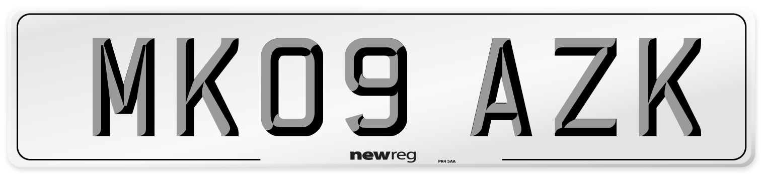 MK09 AZK Number Plate from New Reg